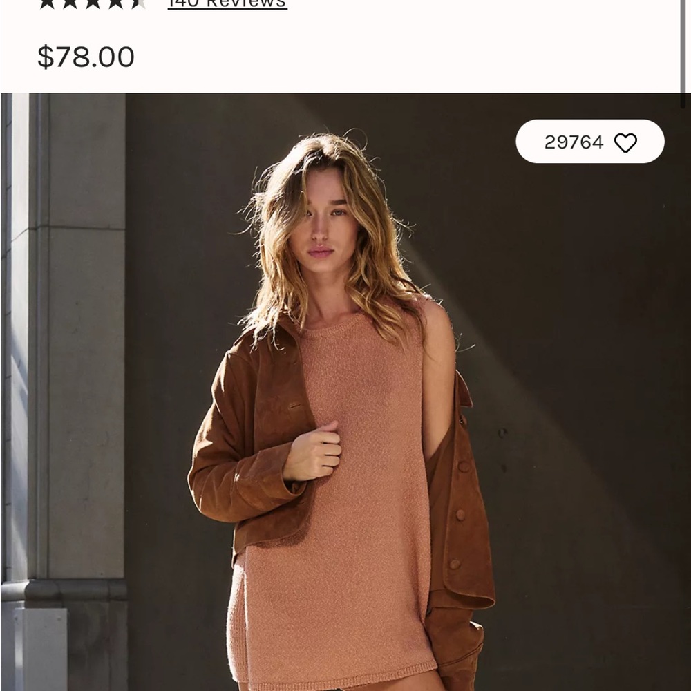 Free People Beach “Miranda”Sleeveless Peach Knit Top